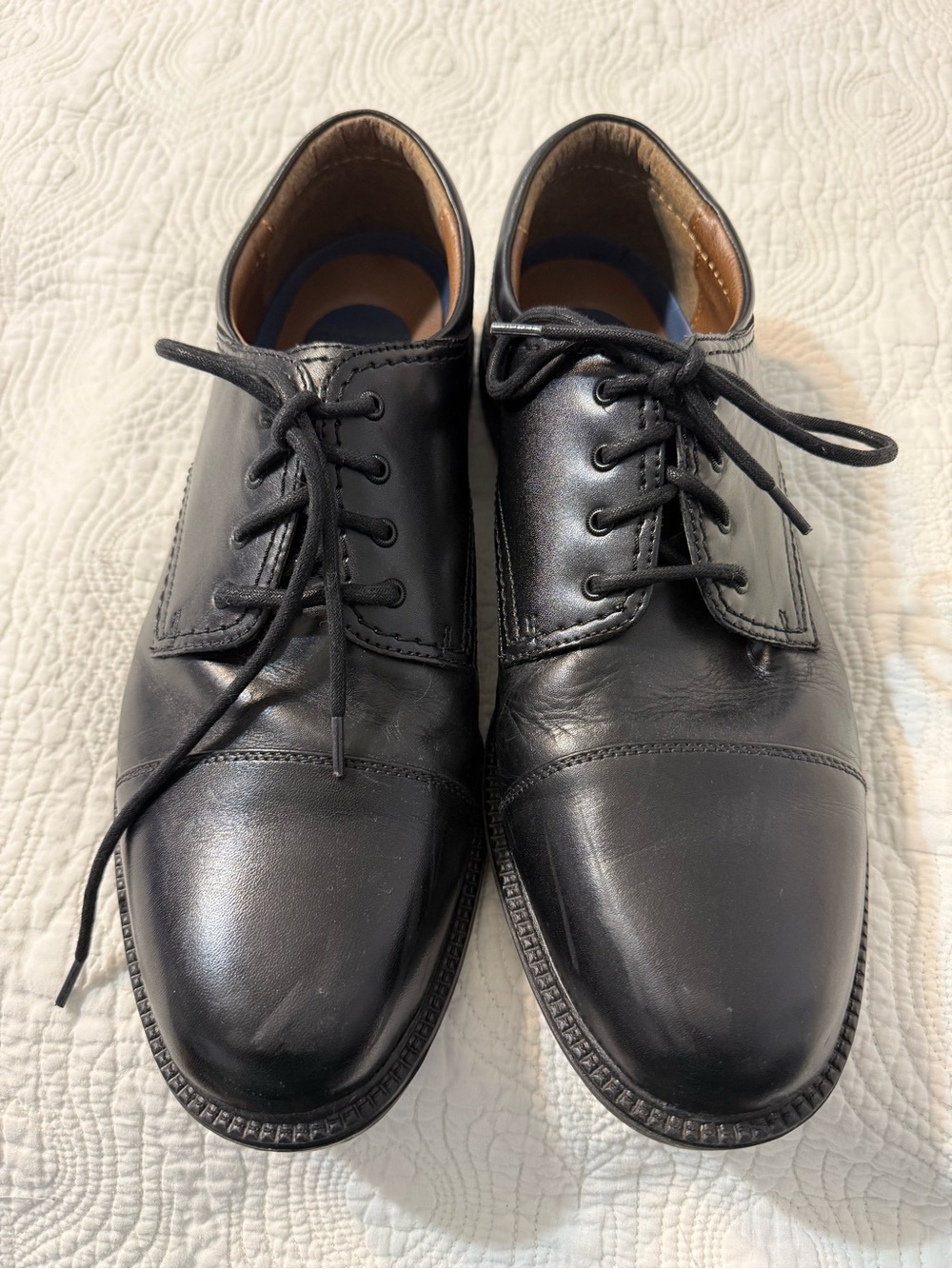 Dockers Black Leather Cap-Toe Derby Shoes